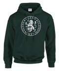 Göteborgsinspirerat tryck med heraldiskt lejon – mörkgrön hoodie med huva