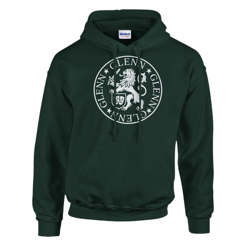 Göteborgsinspirerat tryck med heraldiskt lejon – mörkgrön hoodie med huva