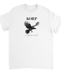 Svartvit illustration av en flygande korp – grafisk t-shirt