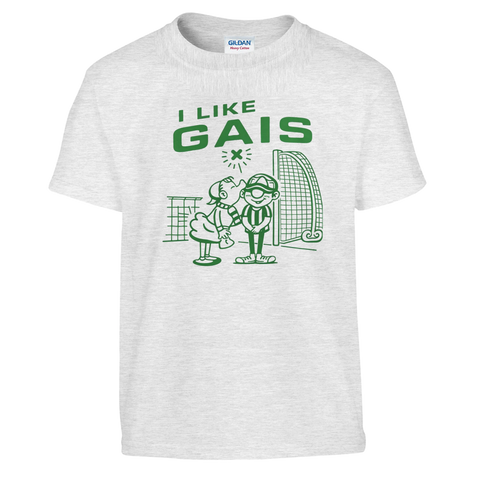 Vintage-inspirerat GAIS-tryck med fotbollsmål på ljusgrå t-shirt för barn