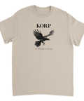 Beigefärgad t-shirt med konstnärligt tryck av en korp