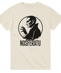 Klassisk t-shirt i naturvitt med nostalgiskt motiv från skräckfilmen Nosferatu
