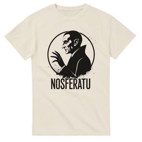 Klassisk t-shirt i naturvitt med nostalgiskt motiv från skräckfilmen Nosferatu
