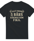Allt under fem bärs räknas som fika i text på t-shirt. 