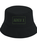 Svart bucket hat med rymdgrön Arkiv X brodyr – stilren fiskehatt