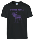 Lila älg med stora horn och texten Purple Moose – grafisk t-shirt