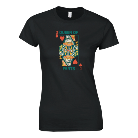 Rolig queen of farts t-shirt för tjejer på svart tyg