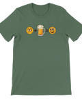 Grön t-shirt med smileys och en ölsejdel som bildar en ekvation.