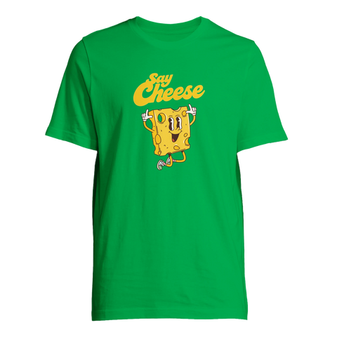 Say Cheese" textmotiv med kameraillustration, premium t-shirt