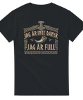Vikingainspirerat tryck med dryckeshorn och nordisk text – grafisk t-shirt