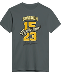 Grå t-shirt med kraftfullt grafiskt motiv av årtalet 1523