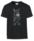 Svart t-shirt för barn med en tjurig åsna i minimalistisk stil