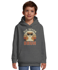 Hamster med solglasögon "Six Seven Bruh" på mörkgrå barnhoodie med känguruficka.