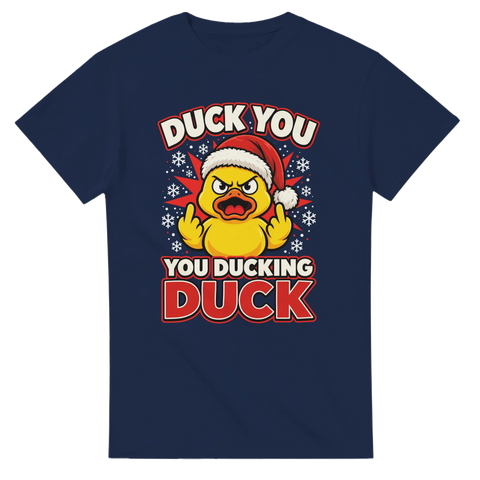 Rolig jultröja med texten Duck You You Ducking Duck och anka