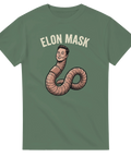 Elon Mask ordvits med retro-tryck på en grön t-shirt för teknikintresserade