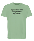 Sarkastisk t-shirt mental hälsa skämt bröst citat