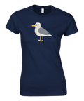 Minimalistisk grafisk illustration av en fiskmås – marin t-shirt
