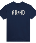 Marinblå t-shirt med vitt AD/HD motiv inspirerat av rockband