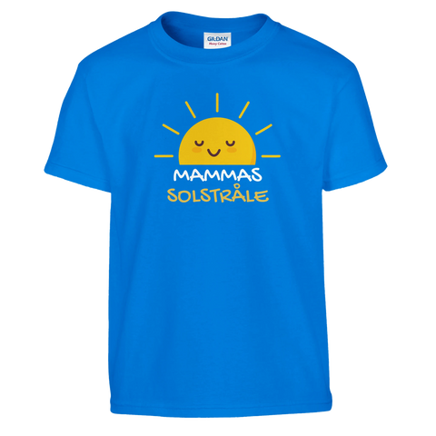 Blå t-shirt för barn med grafiskt tryck av en solstråle