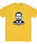 Gul t-shirt med statement-design föreställande Jimmie Åkesson inför valet 2026