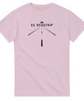 Roadtrip-design med väglinjer och bil i retro-minimalistisk stil