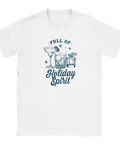 Illustrerad t-shirt med drinkar och ordvitsen Full of Holiday Spirit