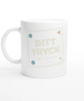 Keramisk kaffekopp med eget tryck i helvitt utförande – minimalistisk stil