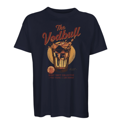 Vintage inspirerat tryck med texten The Vodbull – grafisk t-shirt för festivaler
