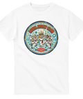 Retro illustration av dansande luciatåg i cirkelformat – vit Lucia t-shirt