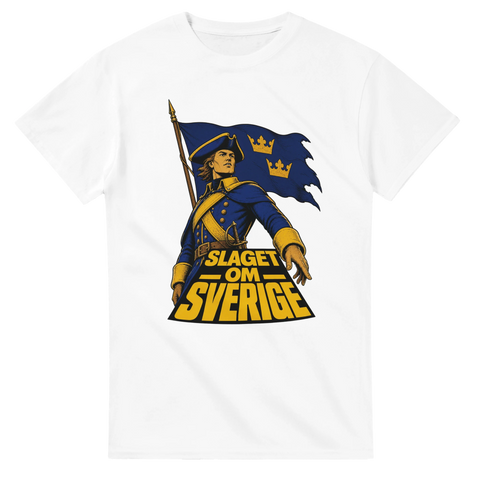Klassiskt affischmotiv med svensk soldat och tre kronor – grafisk t-shirt