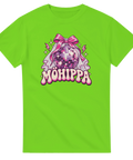 Limegrön t-shirt med texten ”Möhippa”, discokula, rosa rosett och brudslöja.