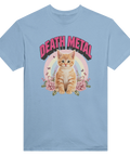 Söt katt i blomsterhav under regnbåge – humoristisk grafisk t-shirt