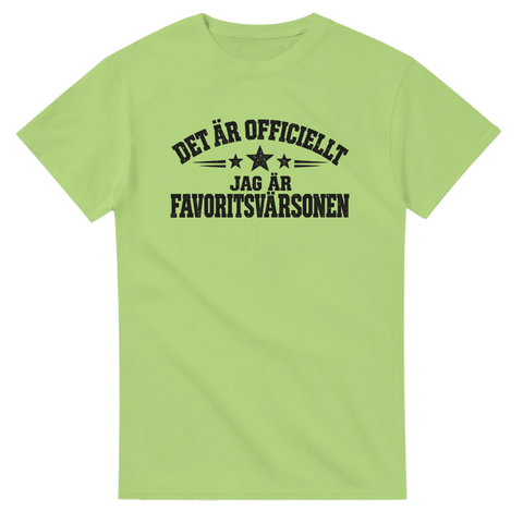 Stilren t-shirt med roligt budskap till familjens favoritsvärson i modern stil