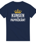 Grafiskt vintagetryck med guldkrona och texten Kungen av Pappaskämt