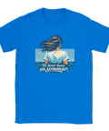 T-shirt med konstnärligt motiv av kvinna som blickar ut över havet
