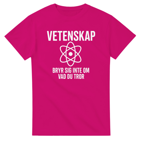 Rosa t-shirt med kaxigt citat om vetenskaplig metod och logik
