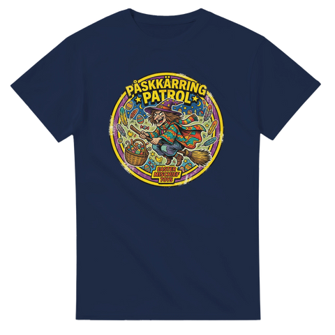 Vintage inspirerat påskmotiv med texten Påskkärring Patrol – t-shirt
