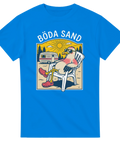 Camping-mås i plaststol med texten Böda Sand – kungsblå t-shirt