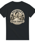 Mörk humoristisk illustration av en sockerbaron – svart t-shirt i vintagestil