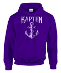 Vintage ankarmotiv med sliten grafik och text – lila hoodie