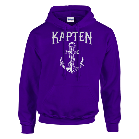 Vintage ankarmotiv med sliten grafik och text – lila hoodie