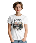 Vintageinspirerat tryck av Götgatan med en duva – Södermalm t-shirt