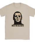 Beige t-shirt med cynisk textdesign och vintage-illustration