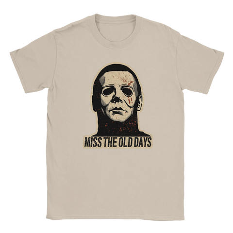 Beige t-shirt med cynisk textdesign och vintage-illustration