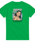 Grön t-shirt med texten Swedish Style och retro pinup-motiv