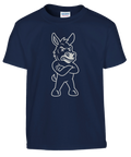 Mörkblå barn-t-shirt med ett kaxigt och humoristiskt åsnemotiv