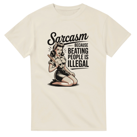 Klassisk pin-up grafik med ironiskt budskap om sarkasm – retro t-shirt