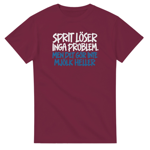 Produktbild 2 av rolig t-shirt med texten Sprit löser inga problem, men det gör inte mjölk heller