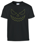 svart barn-t-shirt med gult pumpaansikte i halloweenstil