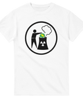 Politisk satir illustration av Miljöpartiets logotyp i ett kärnkraftverk – grafisk t-shirt